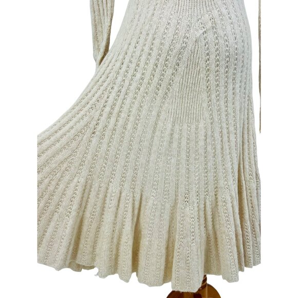 RARE VINTAGE Free People Ivory Long Knit Flowy Maxi Cardigan - Picture 6 of 13